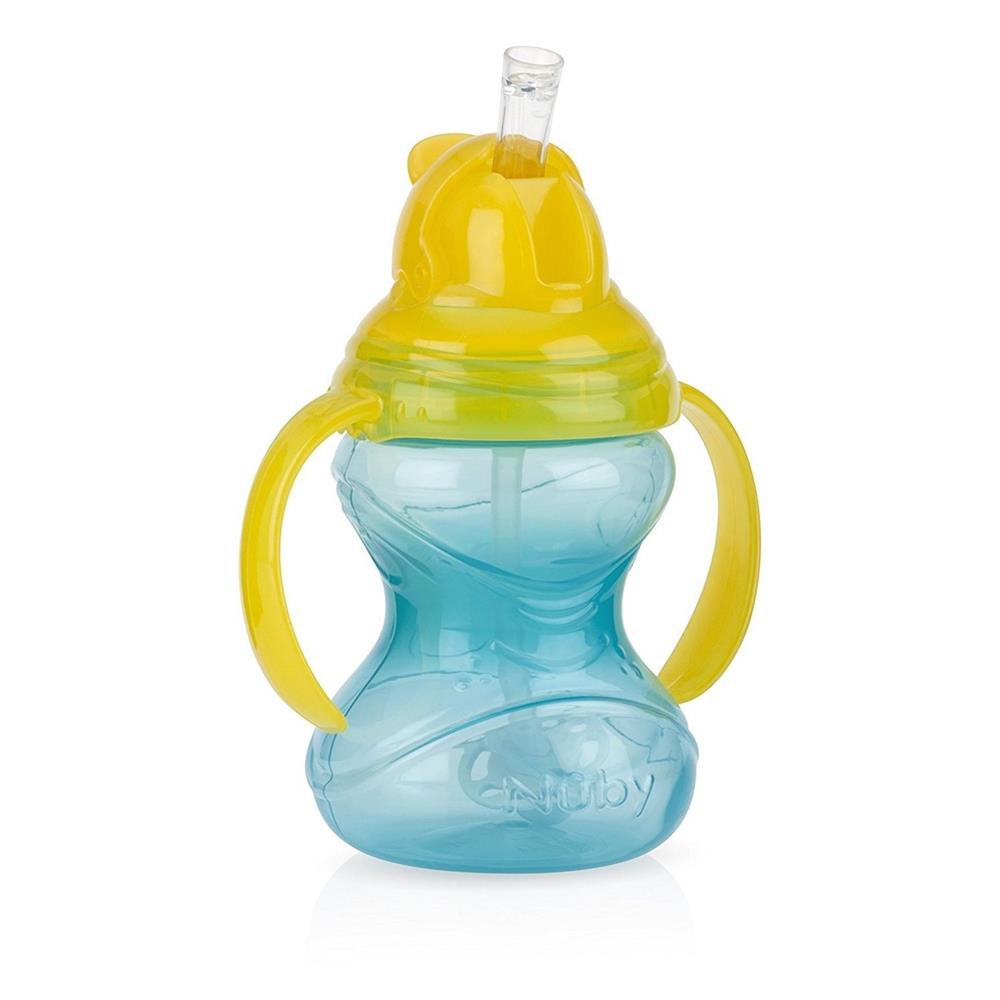 Nuby No-Spill Flip N' Sip Clik-It Cup with 360 Straw 8 oz - Colors May Vary