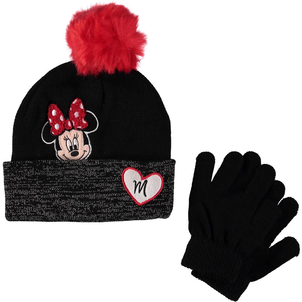 Disney Girls 4-6X Minnie Mouse Pom Hat Glove Set