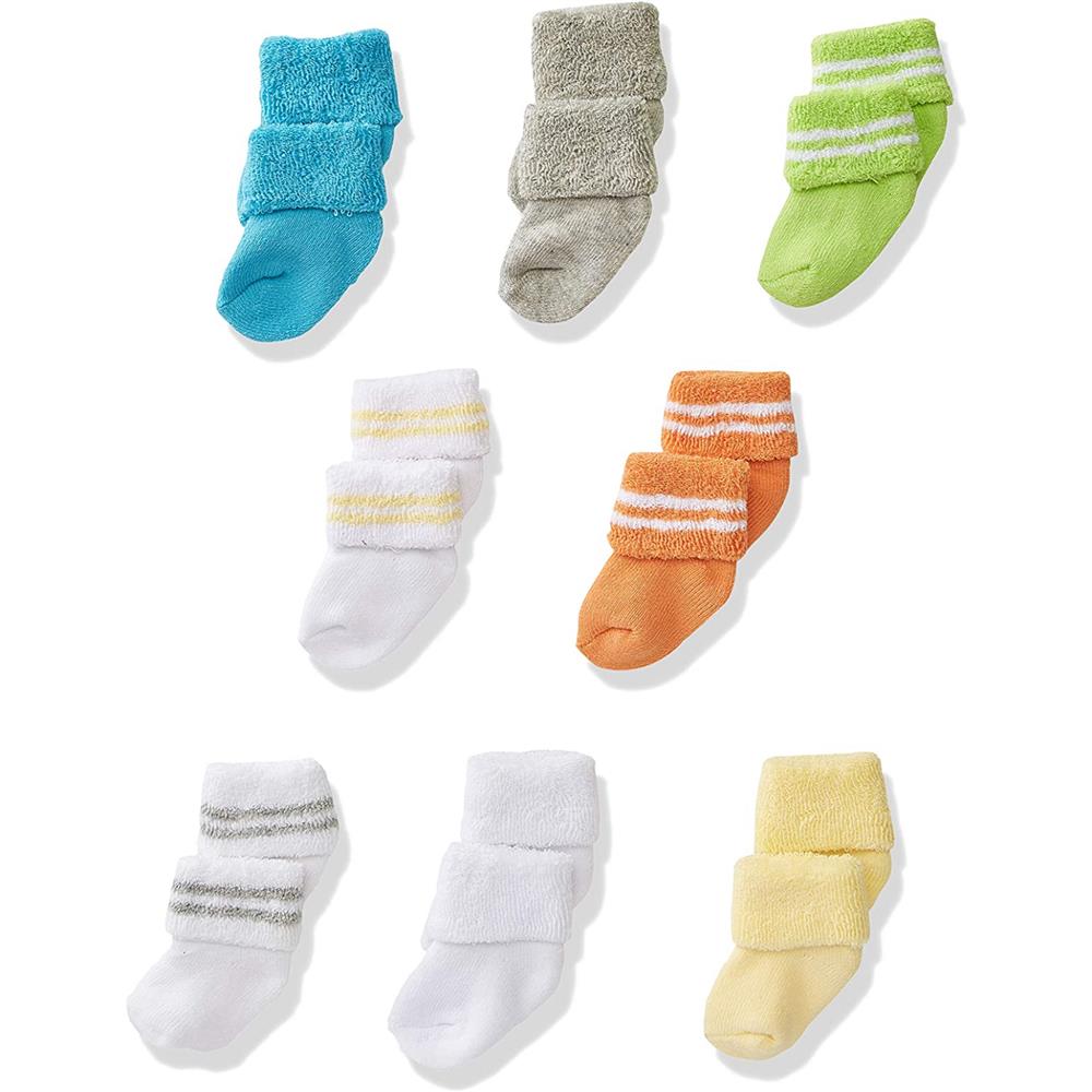 Luvable Friends Newborn Baby Boys 8 Pack Cotton Terry Socks