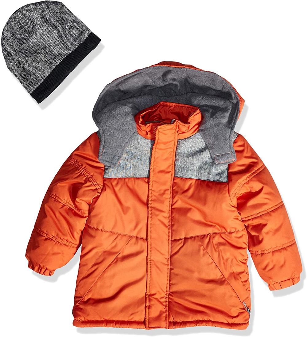 iXtreme Textured Color Block Puffer Jacket with Beanie