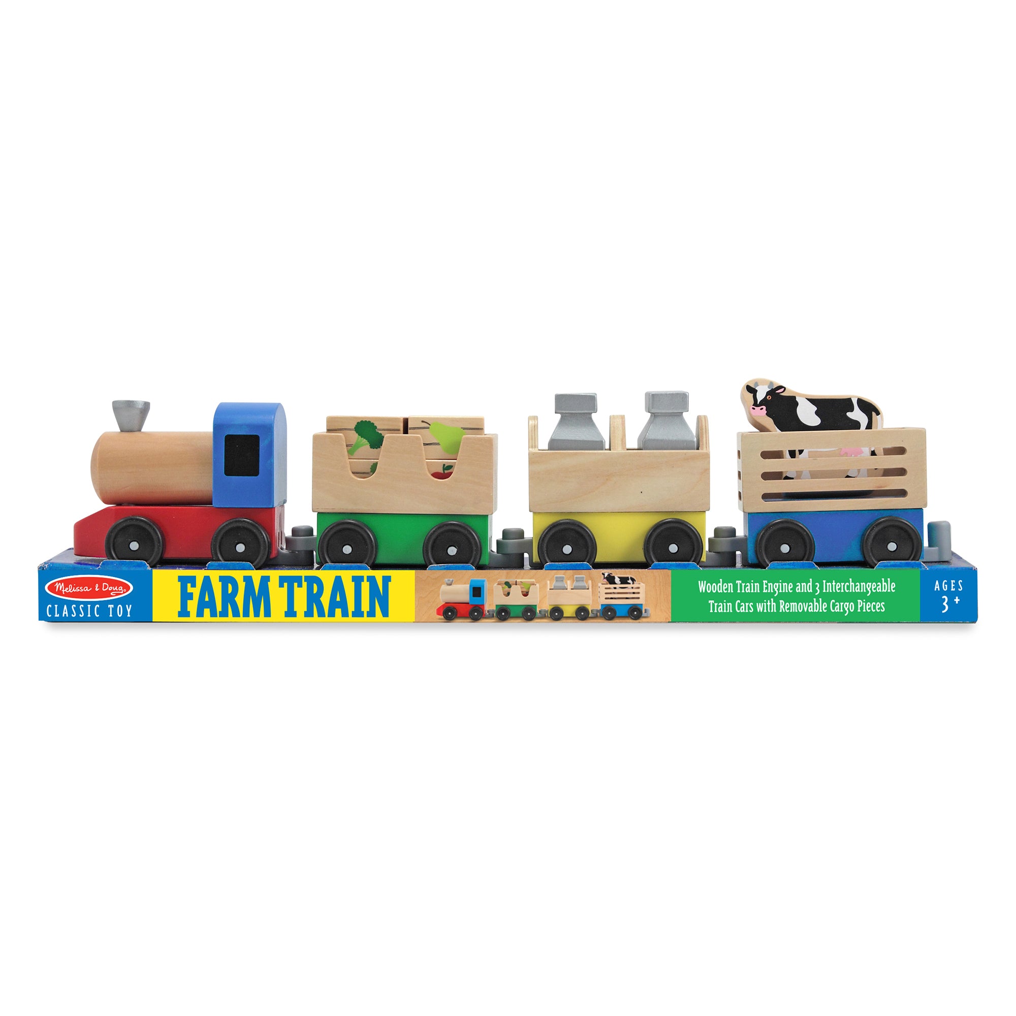 Melissa and Doug Wooden Farm Train Toy Set