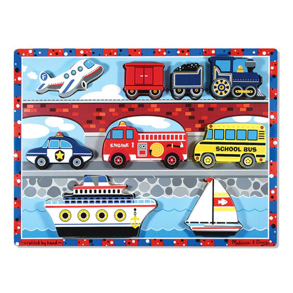 Melissa and Doug Little Boys' Vehicles Chunky Puzzle - 9 Pieces