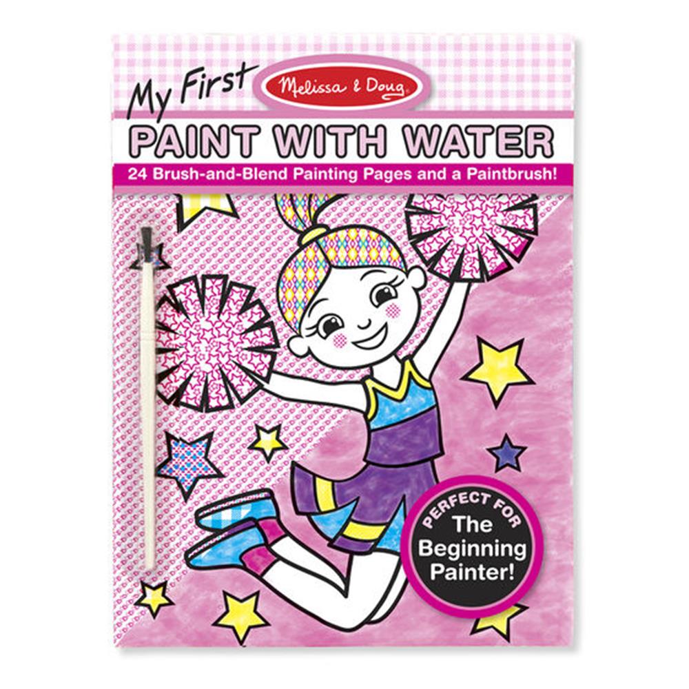 Melissa and Doug My First Paint With Water Kids' Art Pad With Paintbrush - Cheerleaders, Flowers