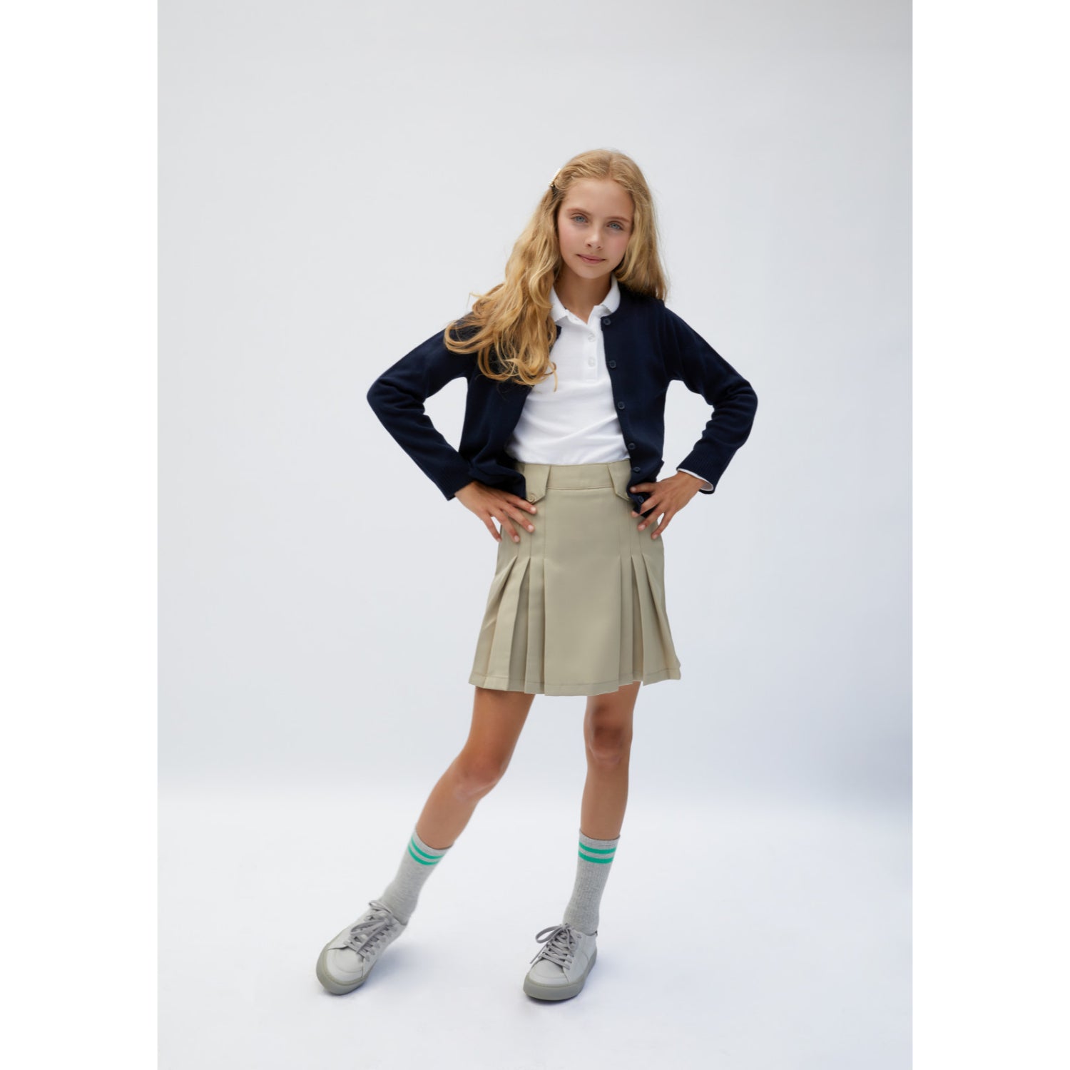 French Toast Girls 7-20 Front Pleated Skirt With Tabs