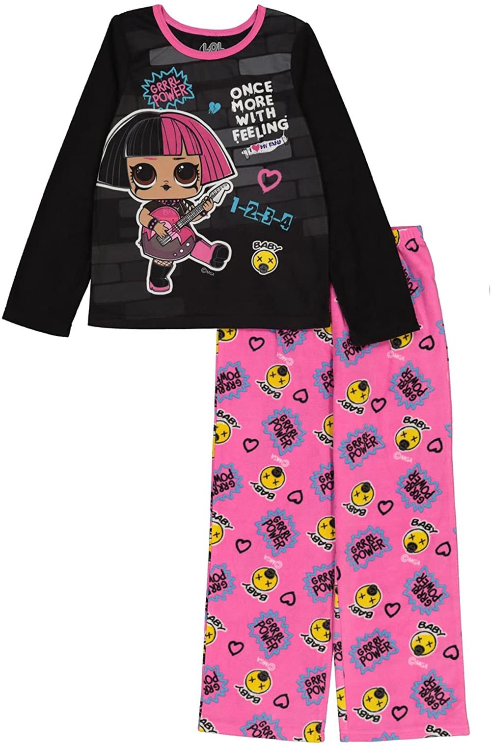 L.O.L. Surprise! Girls 4-10 2-Piece Microfleece Pajama Set with Cozy Socks