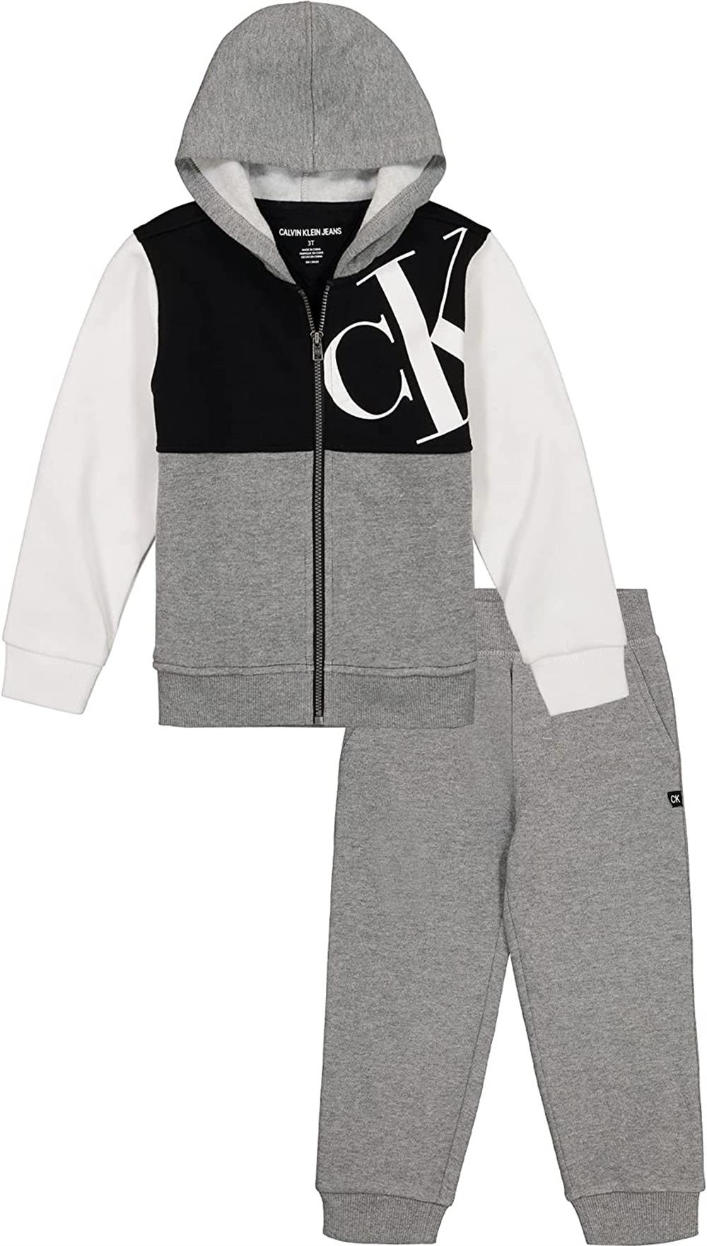 Calvin Klein Boys 2T-4T Zip Hooded Jogger Set