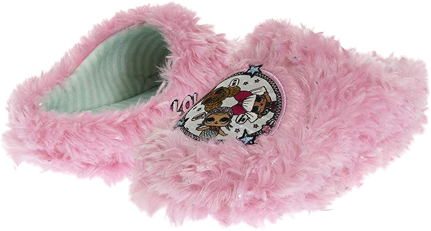 L.O.L. Surprise! Girls Fuzzy Plush Slip On Slippers