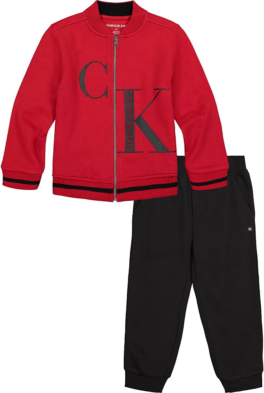 Calvin Klein Boys 2T-4T 2-Piece Zip Front Jogger Set