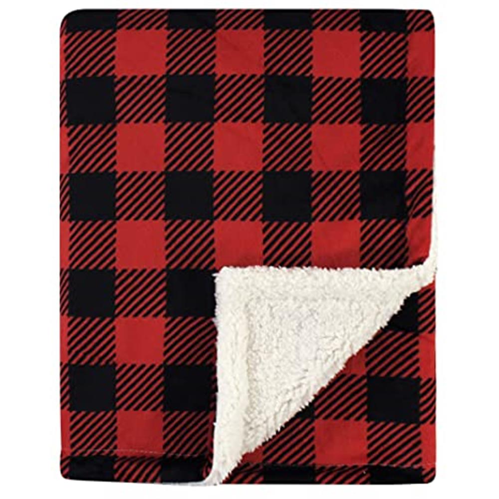 Hudson Baby Printed Plush Mink Blanket with Sherpa Backing