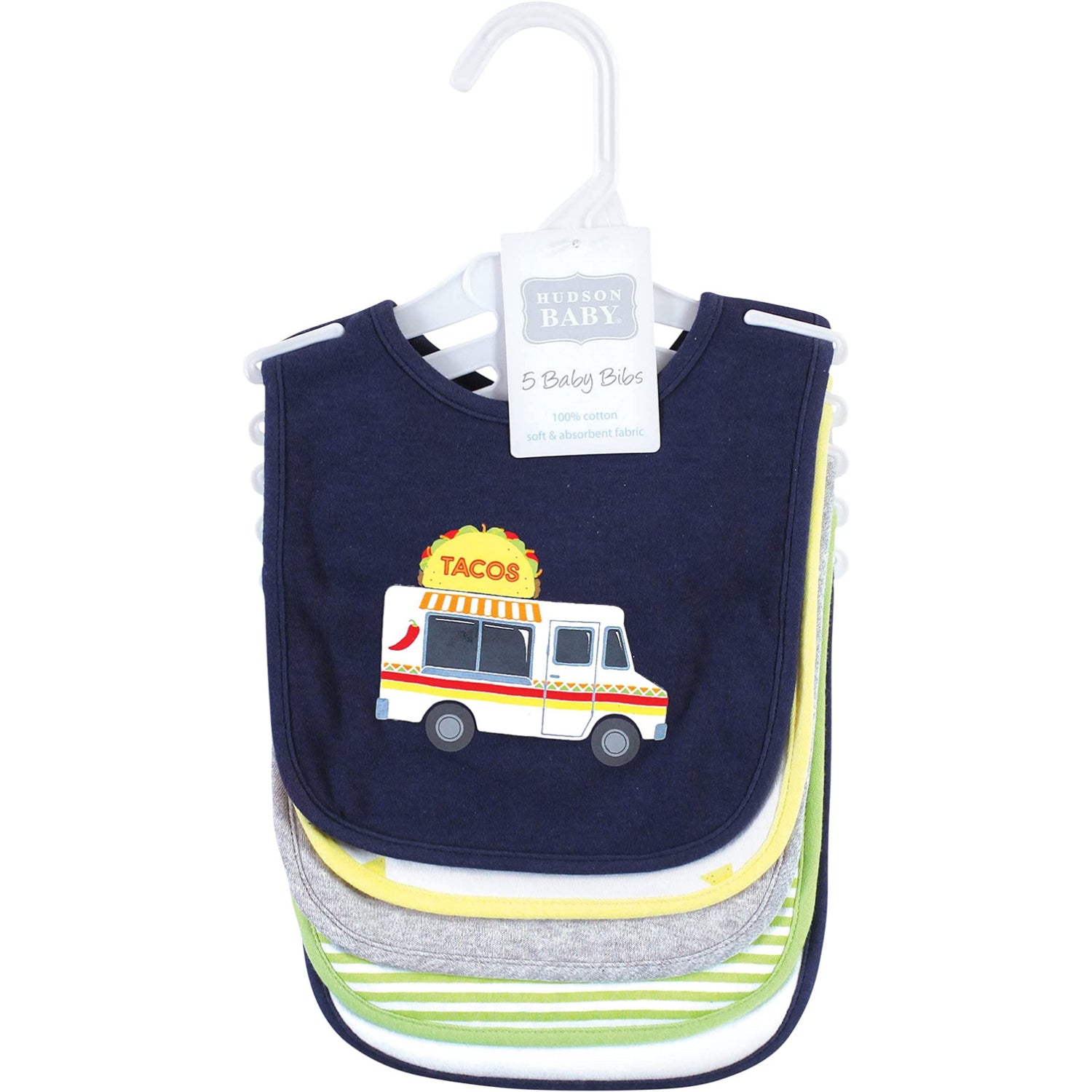 Hudson Baby 5 Pack Cotton Interlock Bibs