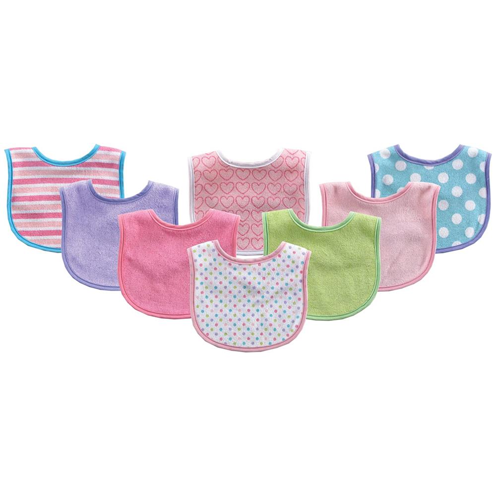 Luvable Friends 8 Pack Cotton Terry Bibs