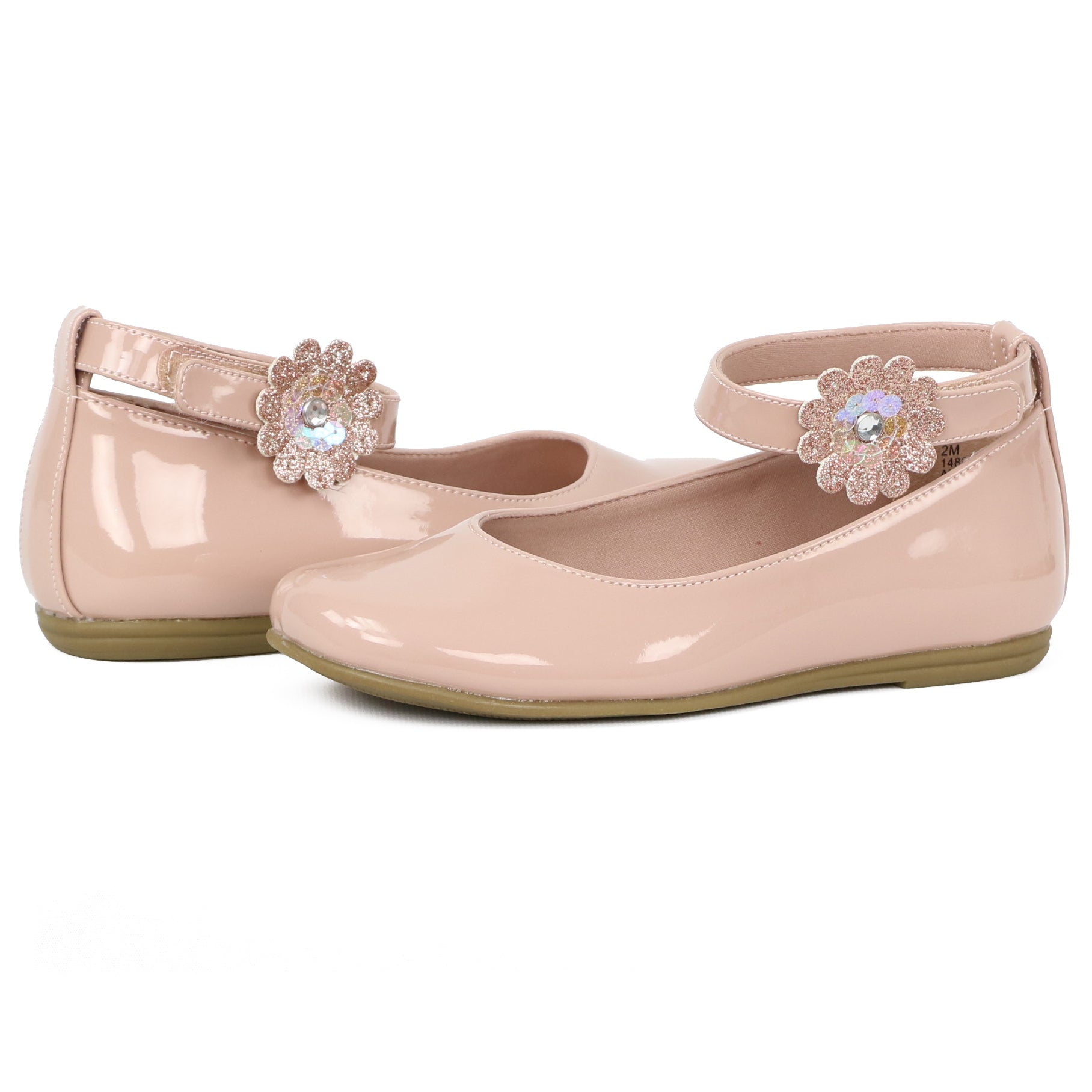 Rachel Shoes Girls 12-4 Ankle Strap Flower Ballerina Flats