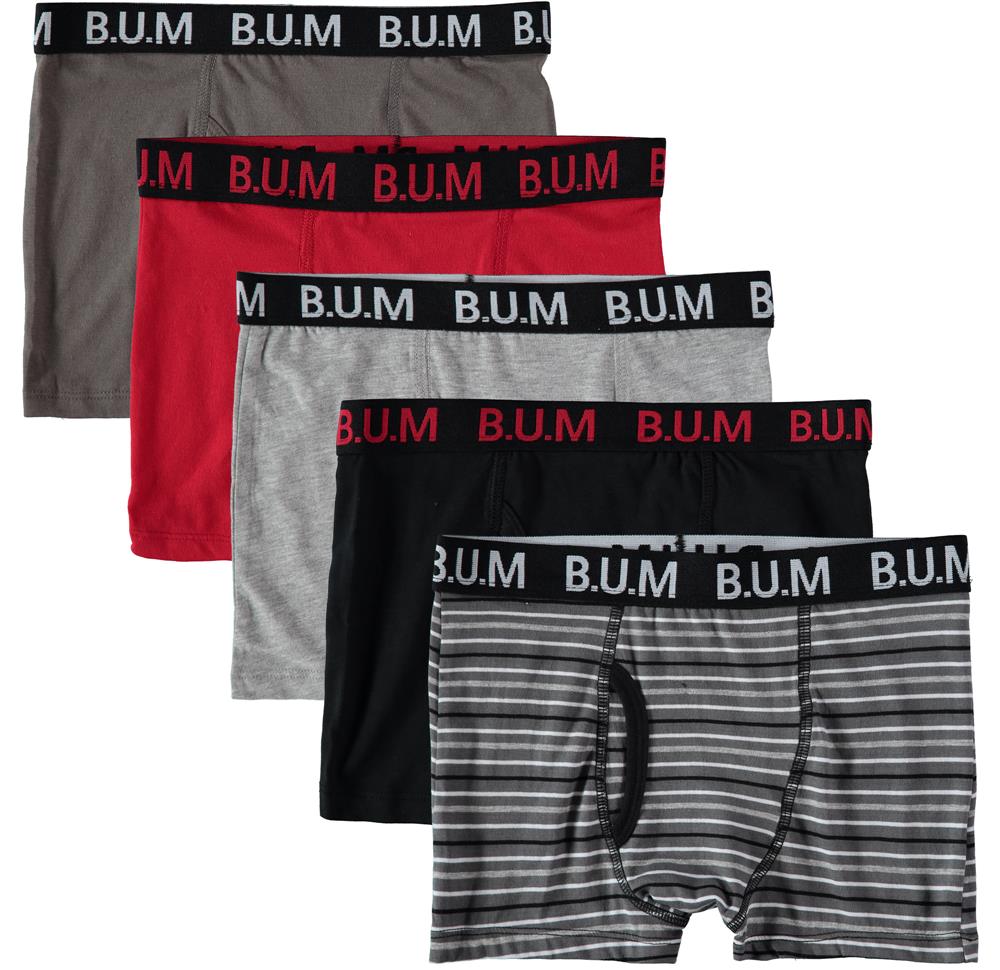 B.U.M. Equipment Boys 8-20 Underwear - Cotton Boxer Briefs (5 Pack)