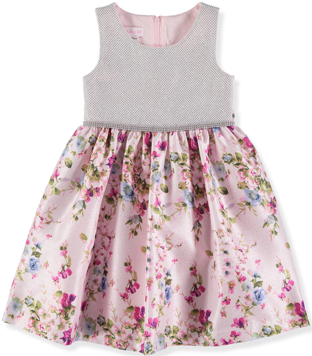 Bonnie Jean Girls 4-6X Floral Shantung Dress