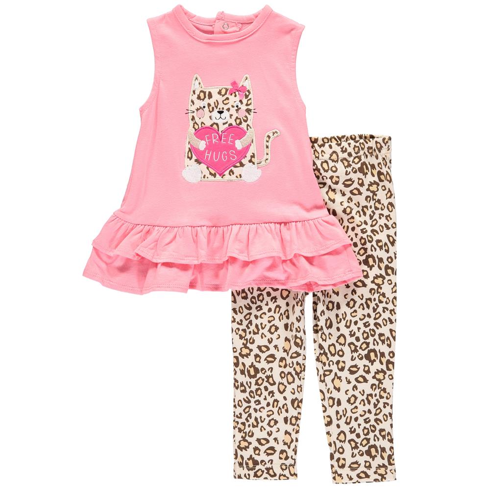 Bon Bebe Girls 12-24 Months Free Hugs Kitty Legging Set