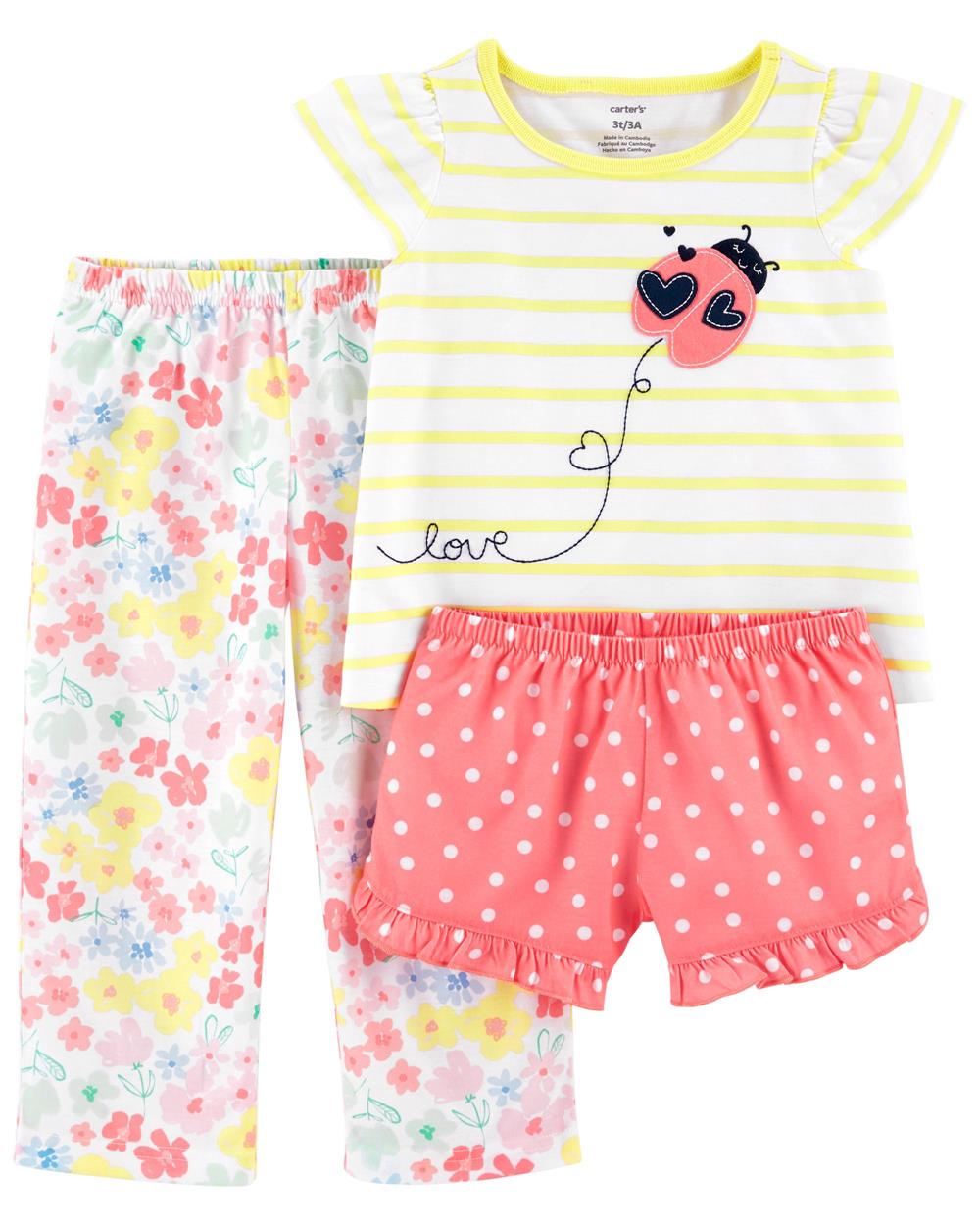 Carters Girls 2T-5T Ladybug 3-Piece Pajamas