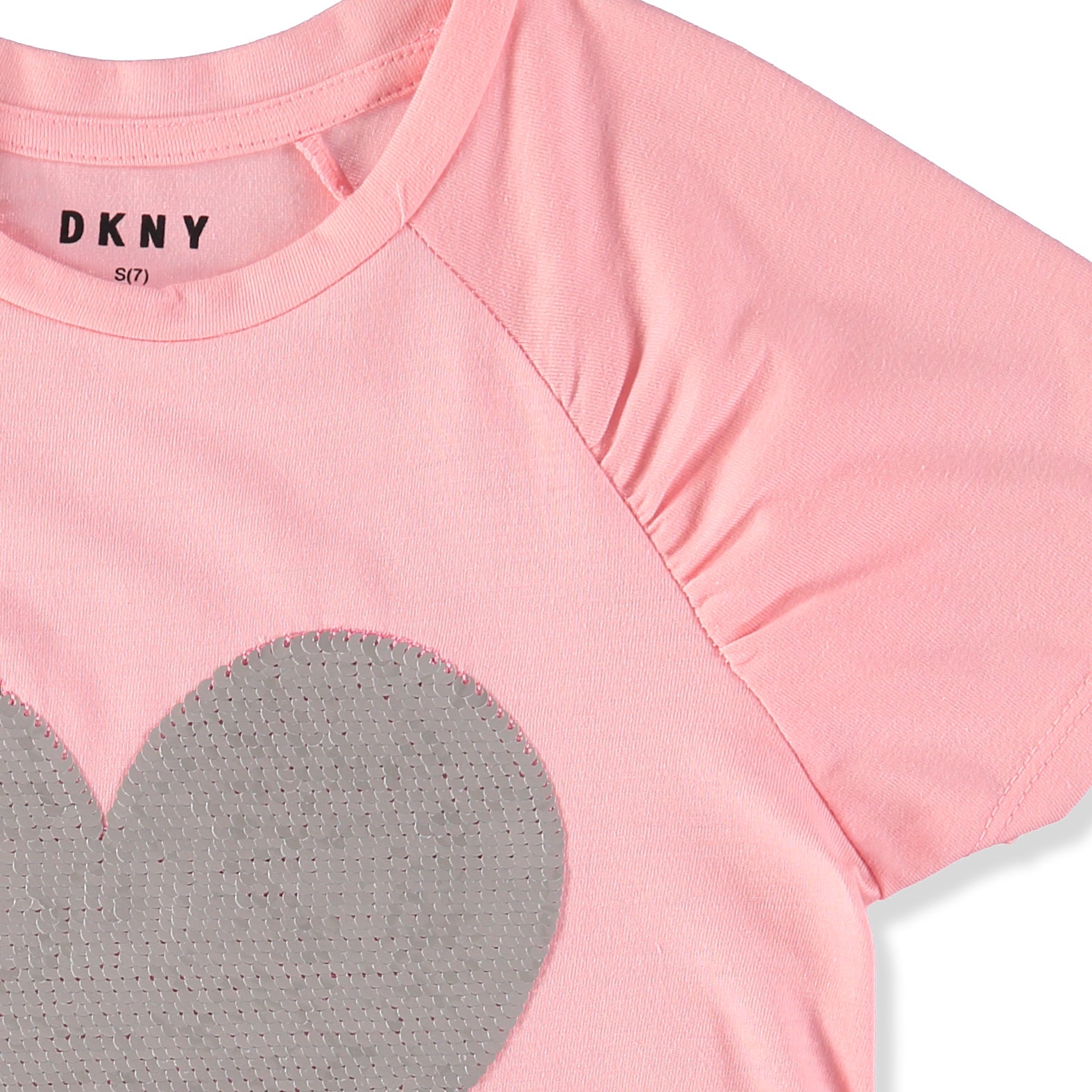 DKNY Girls 7-16 Flip Sequin Heart T-Shirt