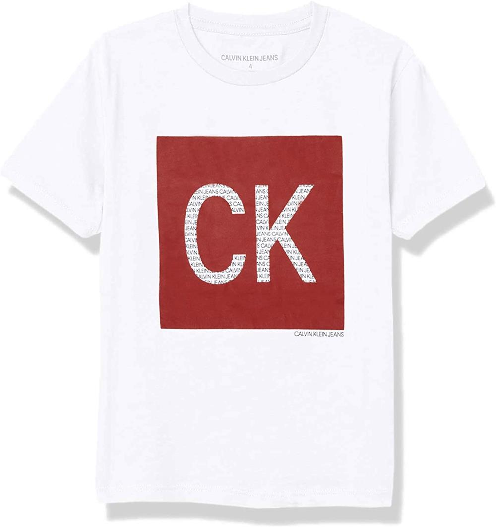 Calvin Klein Boys 4-7 Short Sleeve Box Logo T-Shirt