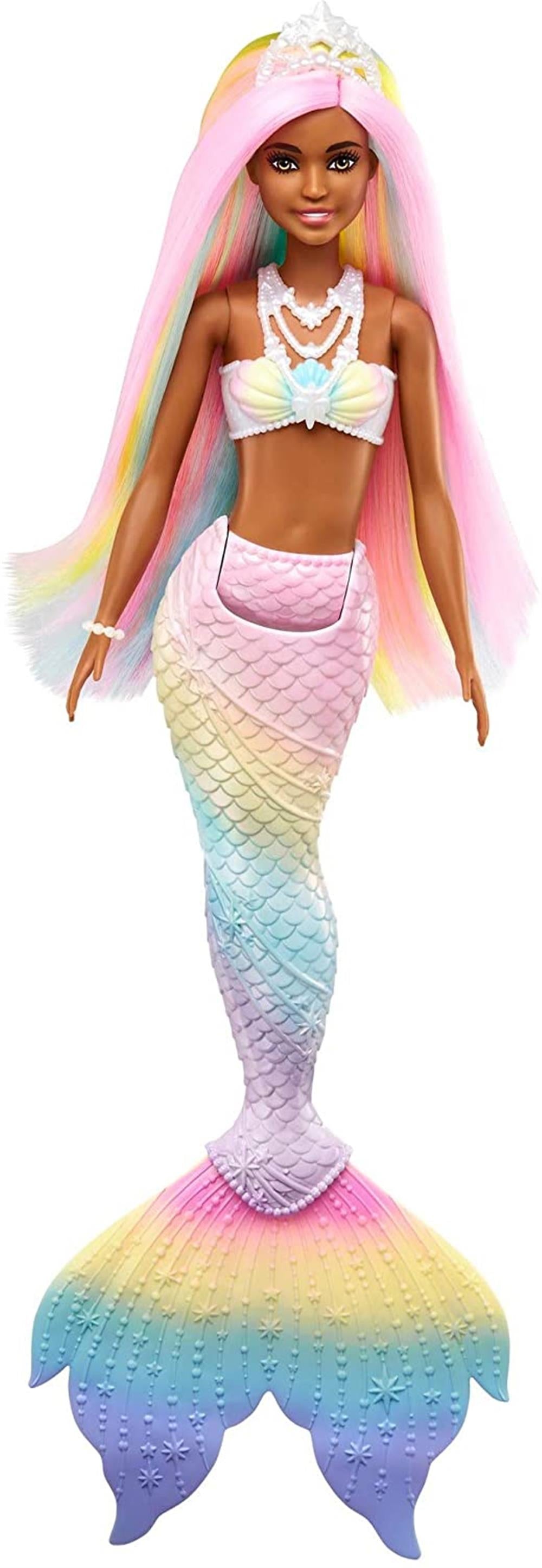 Barbie Dreamtopia Rainbow Magic Mermaid Doll with Rainbow Hair and Water-Activated Color Change Feature