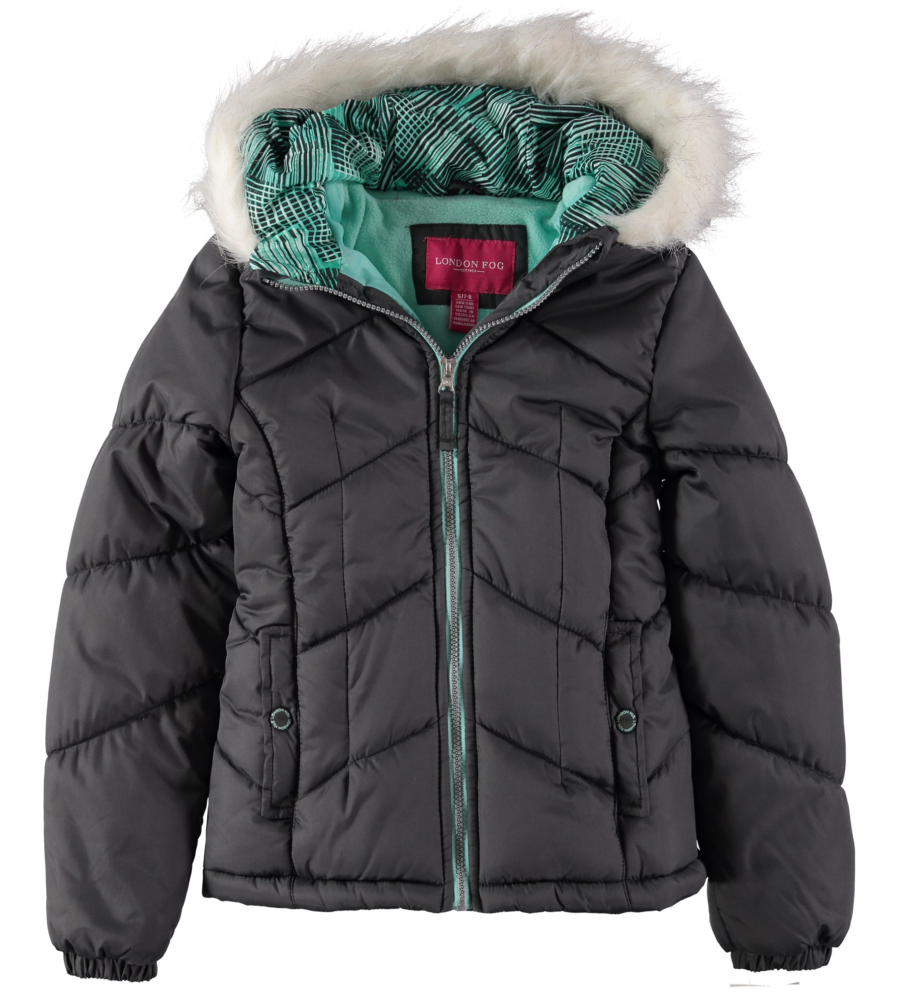 London Fog Girls 4-6X Bubble Jacket with Scarf