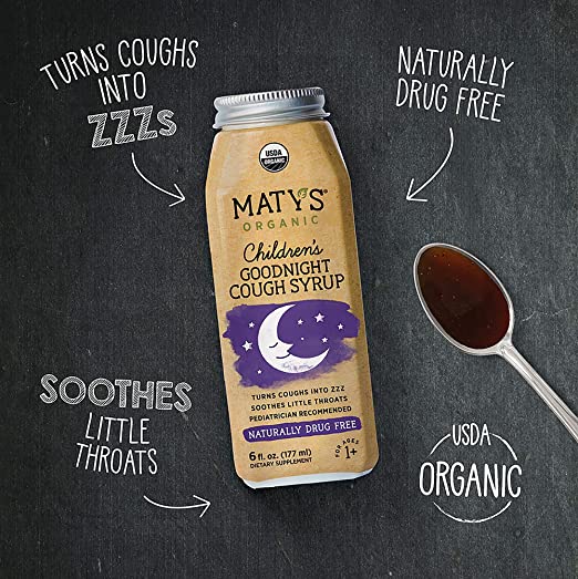 Maty's Organic Children's Goodnight Cough Syrup 6 fl oz Calm Cough, Promote Rest