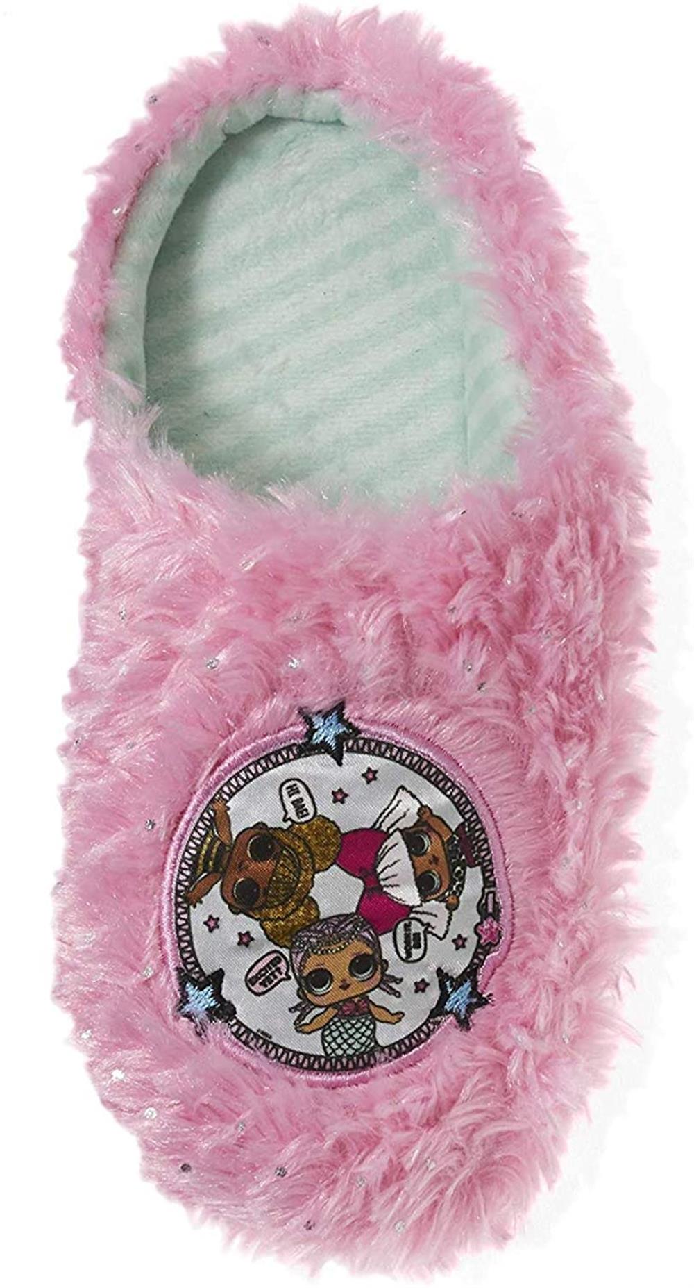 L.O.L. Surprise! Girls Fuzzy Plush Slip On Slippers