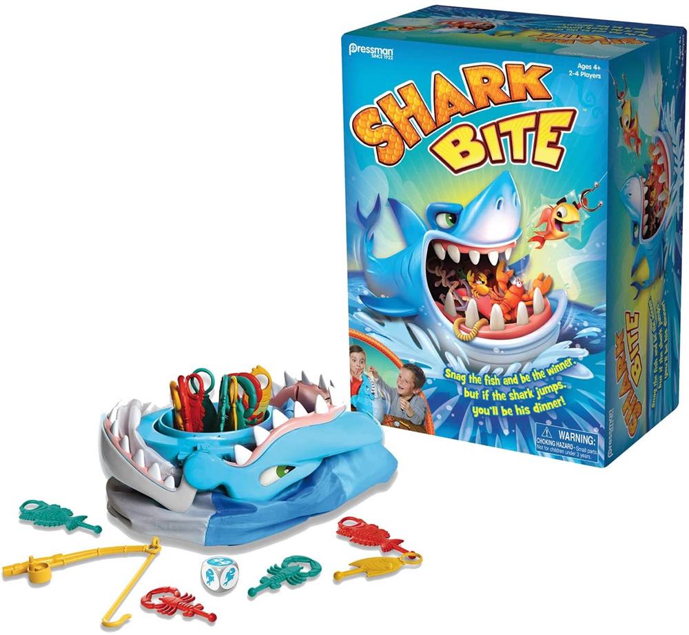 Pressman Shark Bite -- Roll the Die and Fish for Colorful Sea Creatures Before the Shark Bites Game!