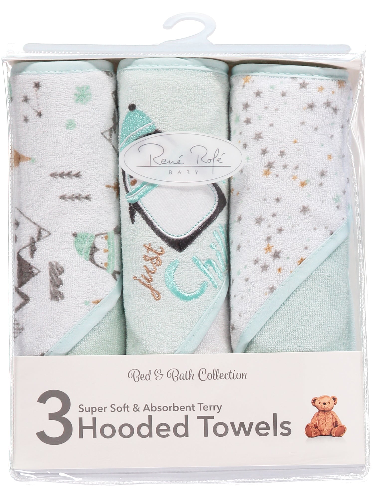 Rene Rofe Baby Bed & Bath Collection Hooded Towels, 3 Pack