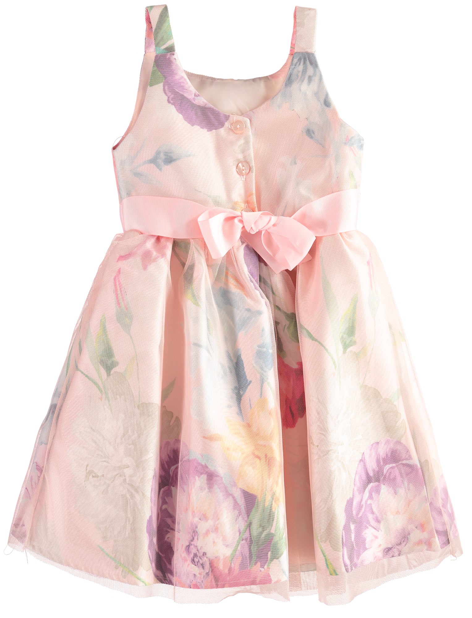 Youngland Girls Floral Overlay Dress