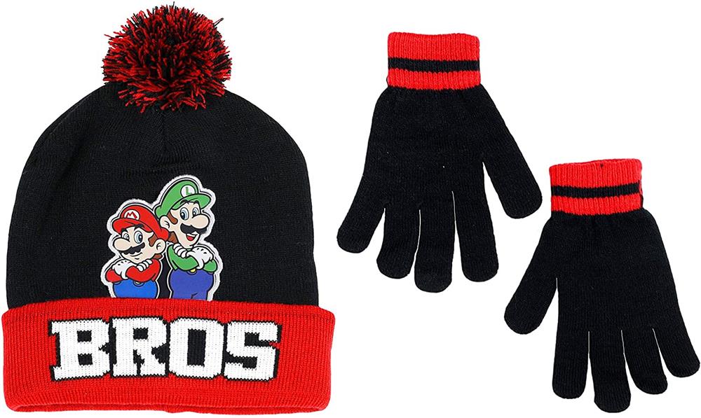 Nintendo Boys 4-7 Mario Brothers Hat Glove Set