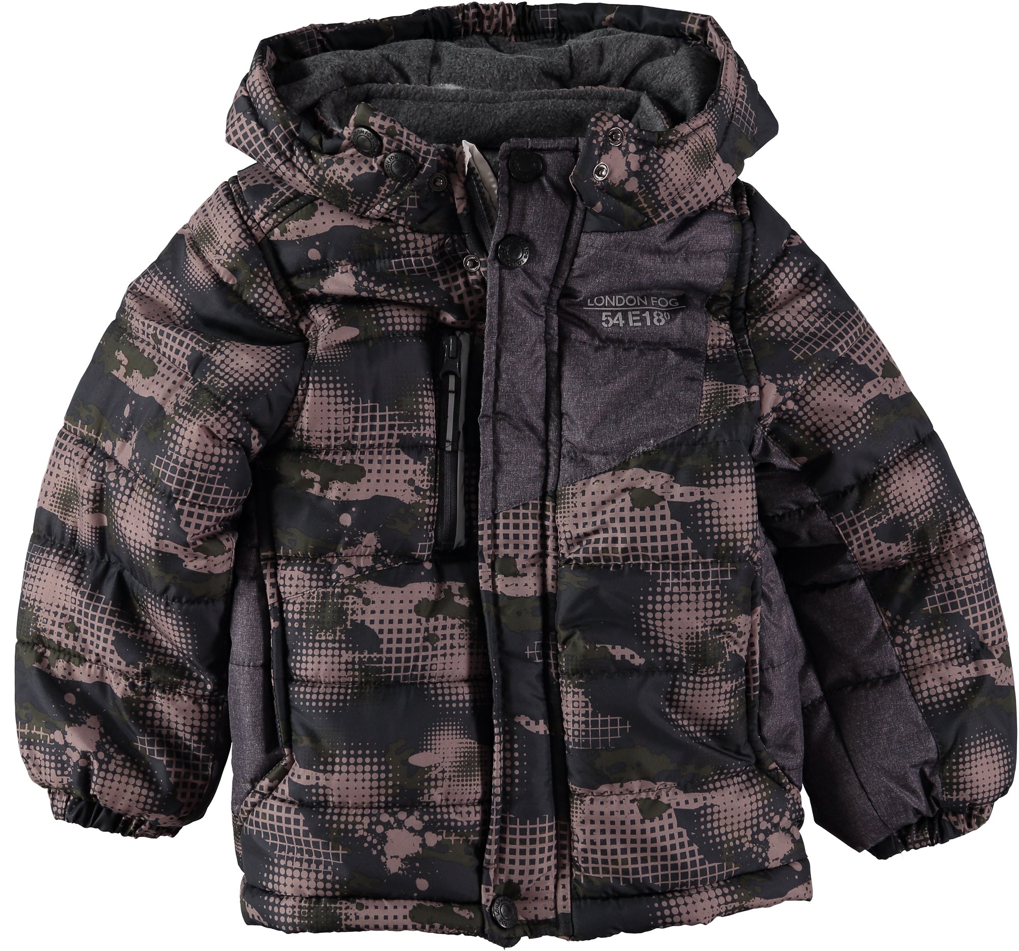 London Fog Boys 4-7 Panel Puffer Jacket with Hat