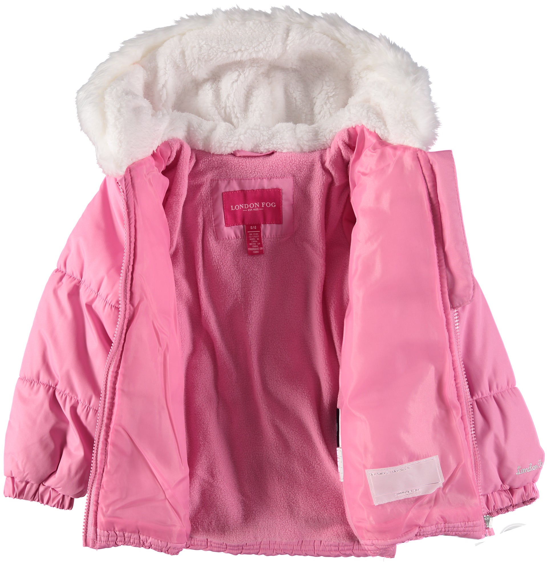 London Fog Girls 4-6X Butterfly Bubble Jacket with Hat