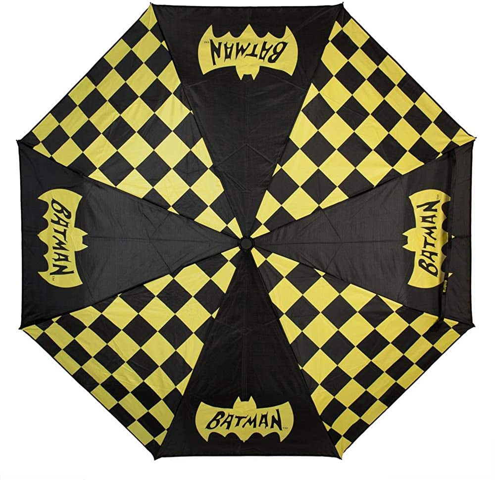 DC Batman Classic Logo and Checkered Panel 42 Auto-Open Umbrella