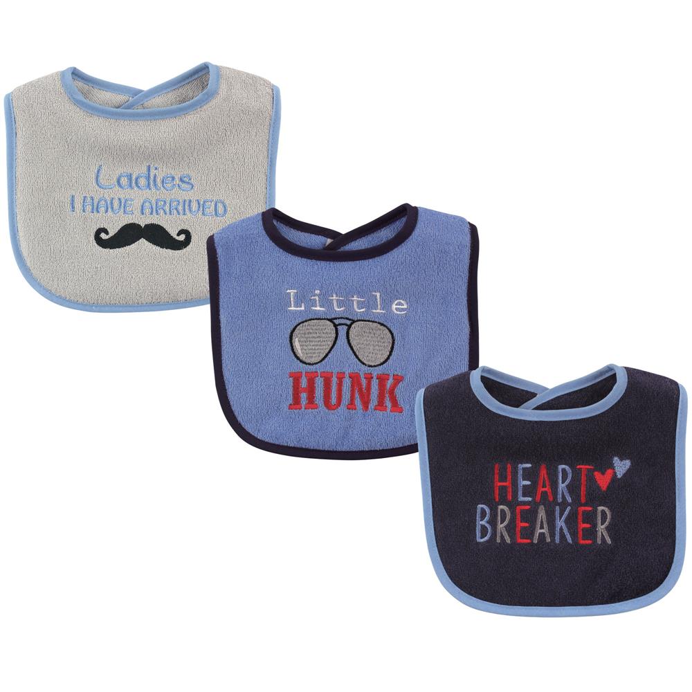 Luvable Friends 3 Pack Cotton Drooler Bibs with Fiber Filling