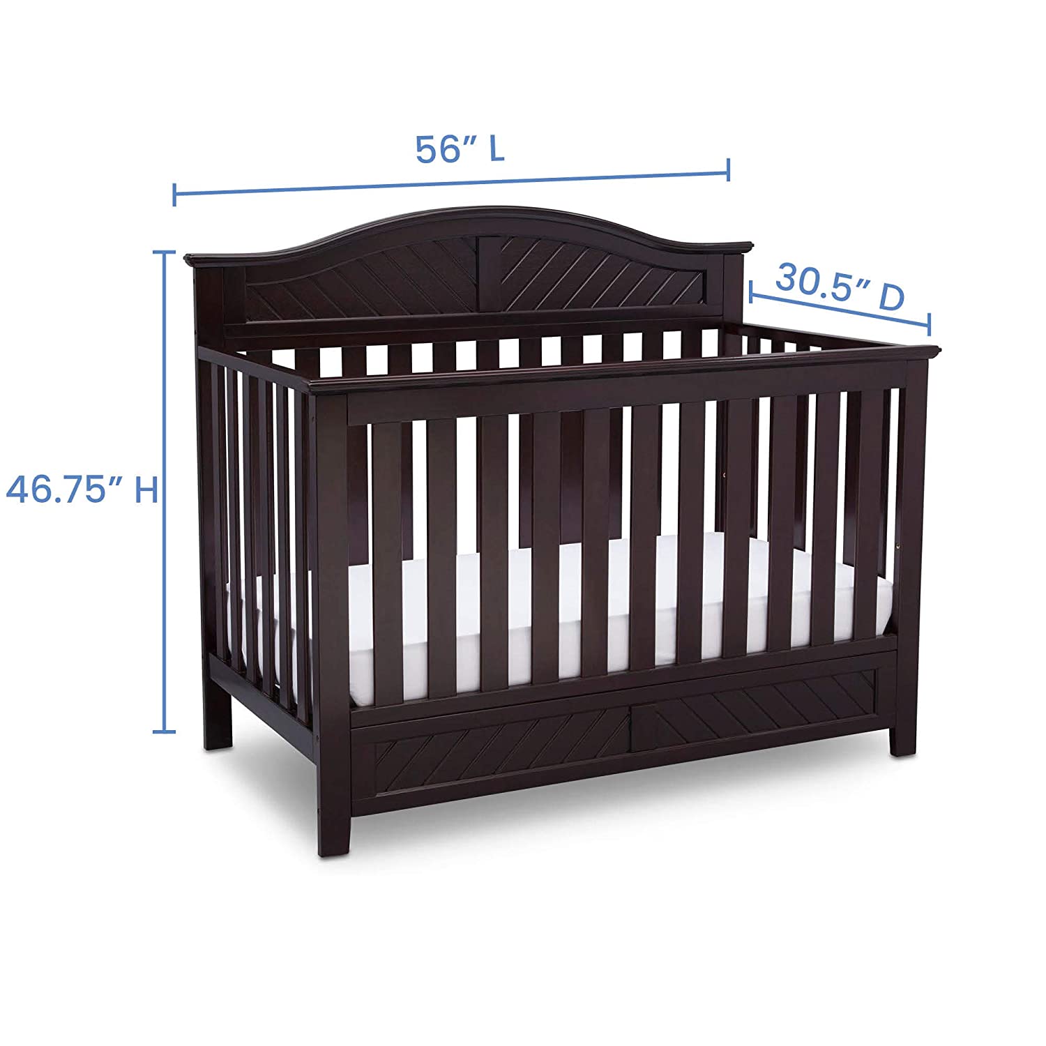 Delta Childrens Products Bennington Elite Curved 4-in-1 Convertible Crib, Dark Espresso