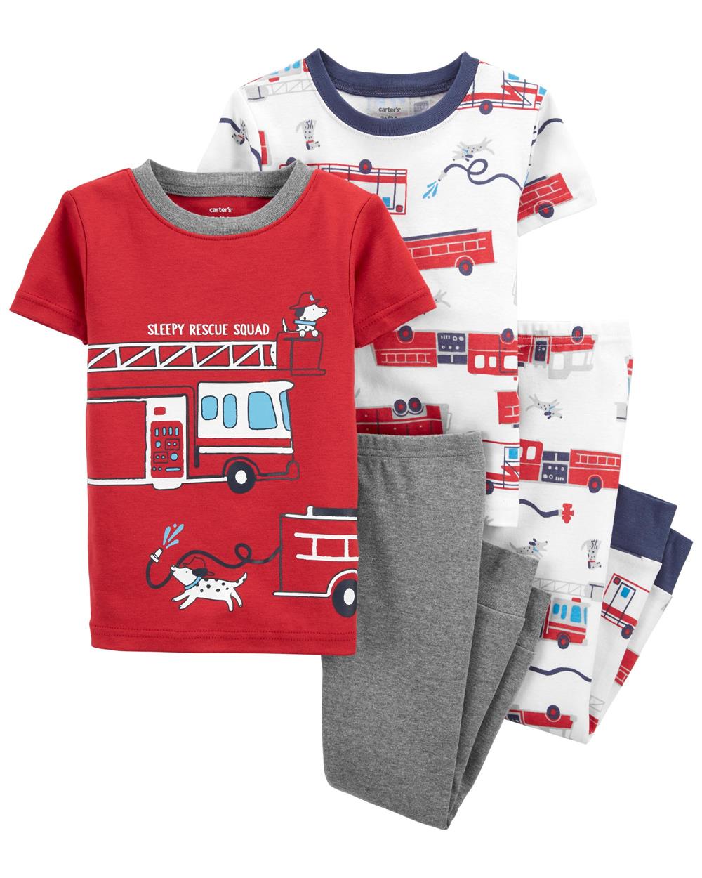 Carters Boys 2T-5T Firetruck 4-Piece Pajama Set