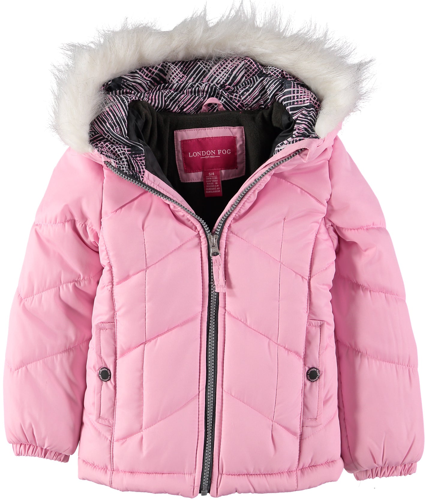 London Fog Girls 4-6X Bubble Jacket with Scarf