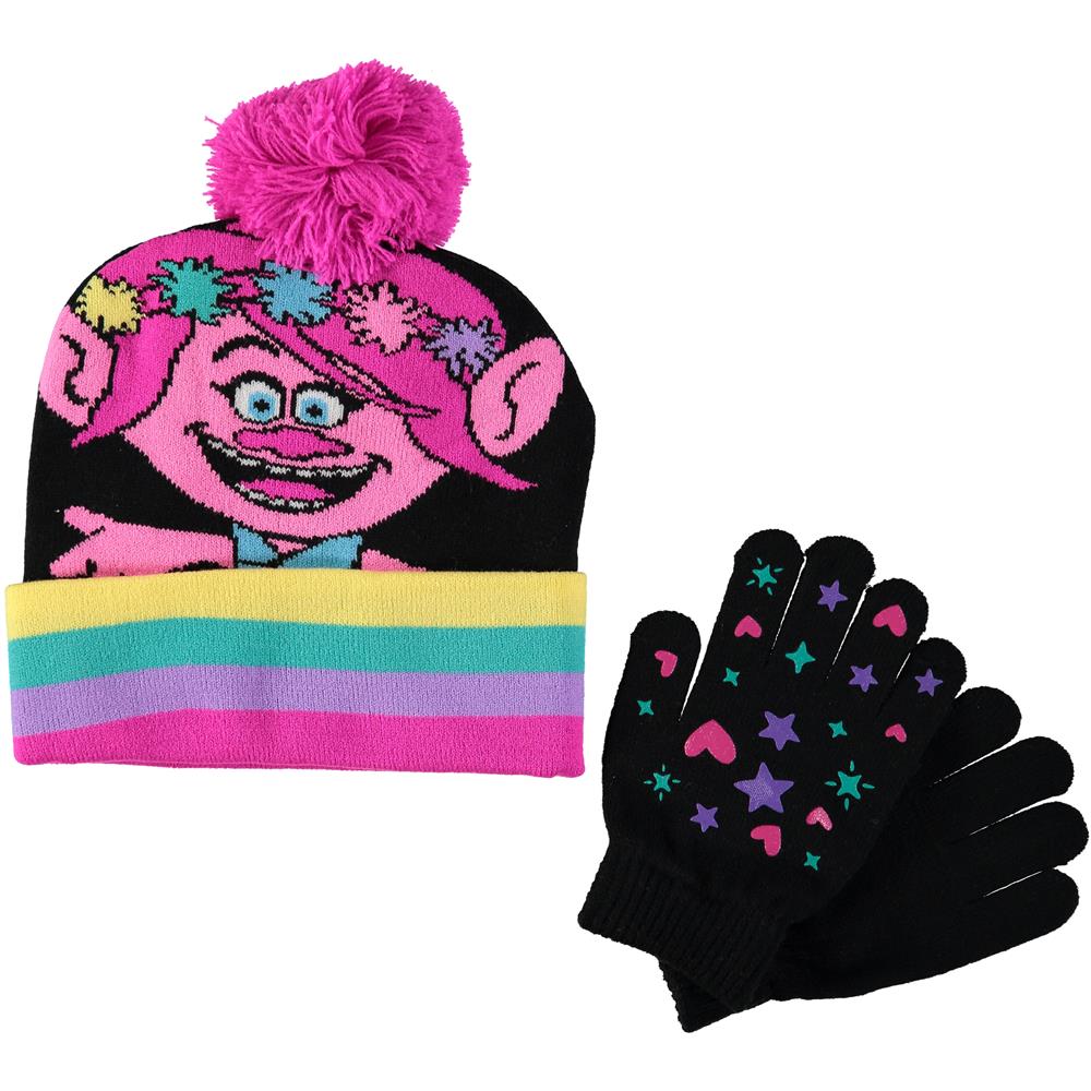 DreamWorks Girls 4-6X Trolls Pom Hat Glove Set