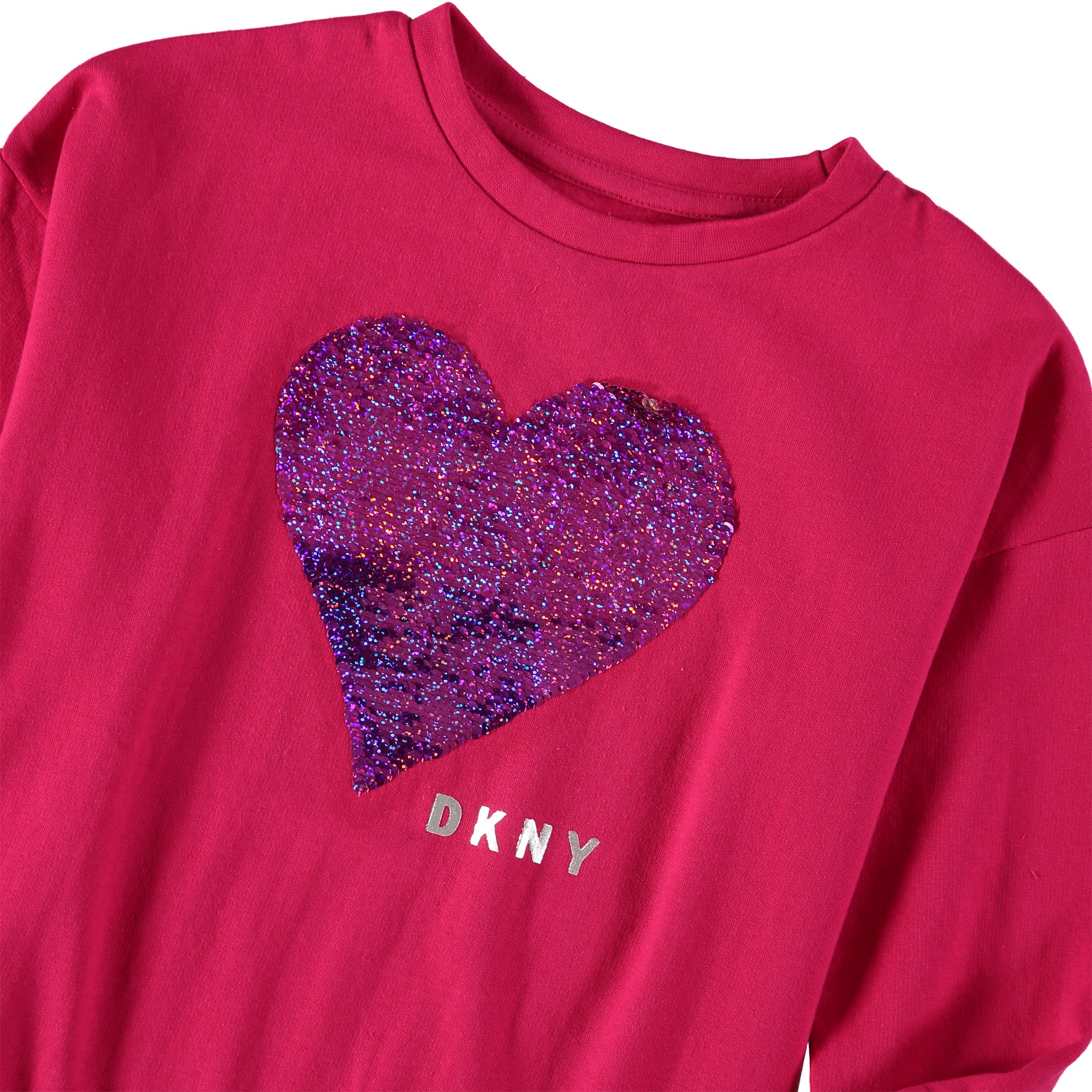 DKNY Girls 4-6X Flip Sequin Heart T-Shirt