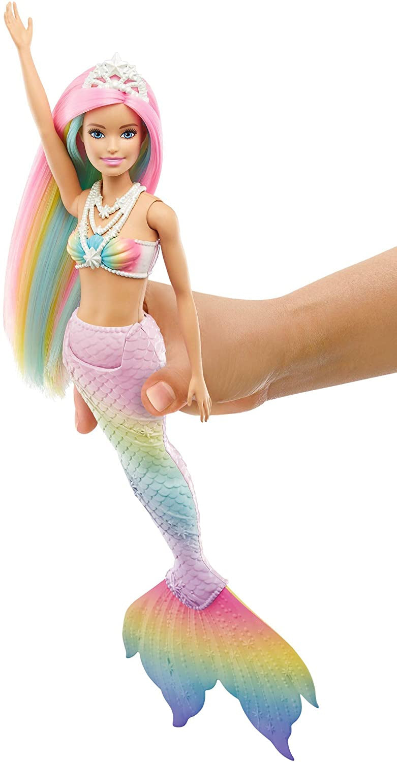 Barbie Dreamtopia Rainbow Magic Mermaid Doll with Rainbow Hair and Water-Activated Color Change Feature