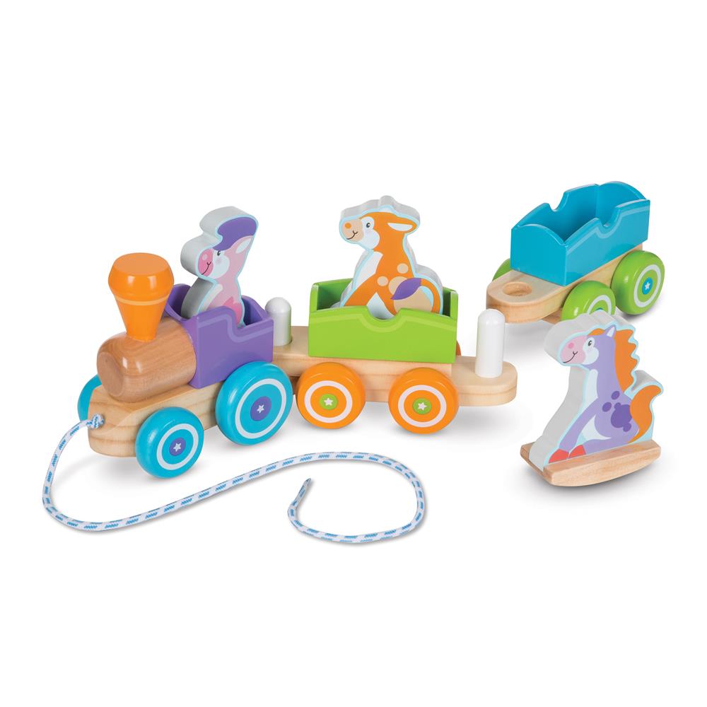 Melissa and Doug First Play Wooden Rocking Farm Animals Pull Train