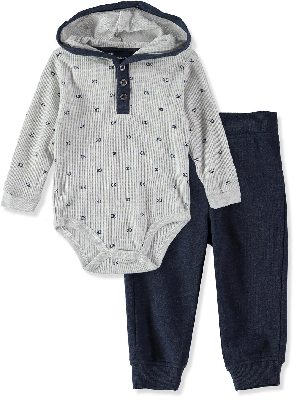 Calvin Klein Boys 0-9 Months Thermal Hooded Pant Set