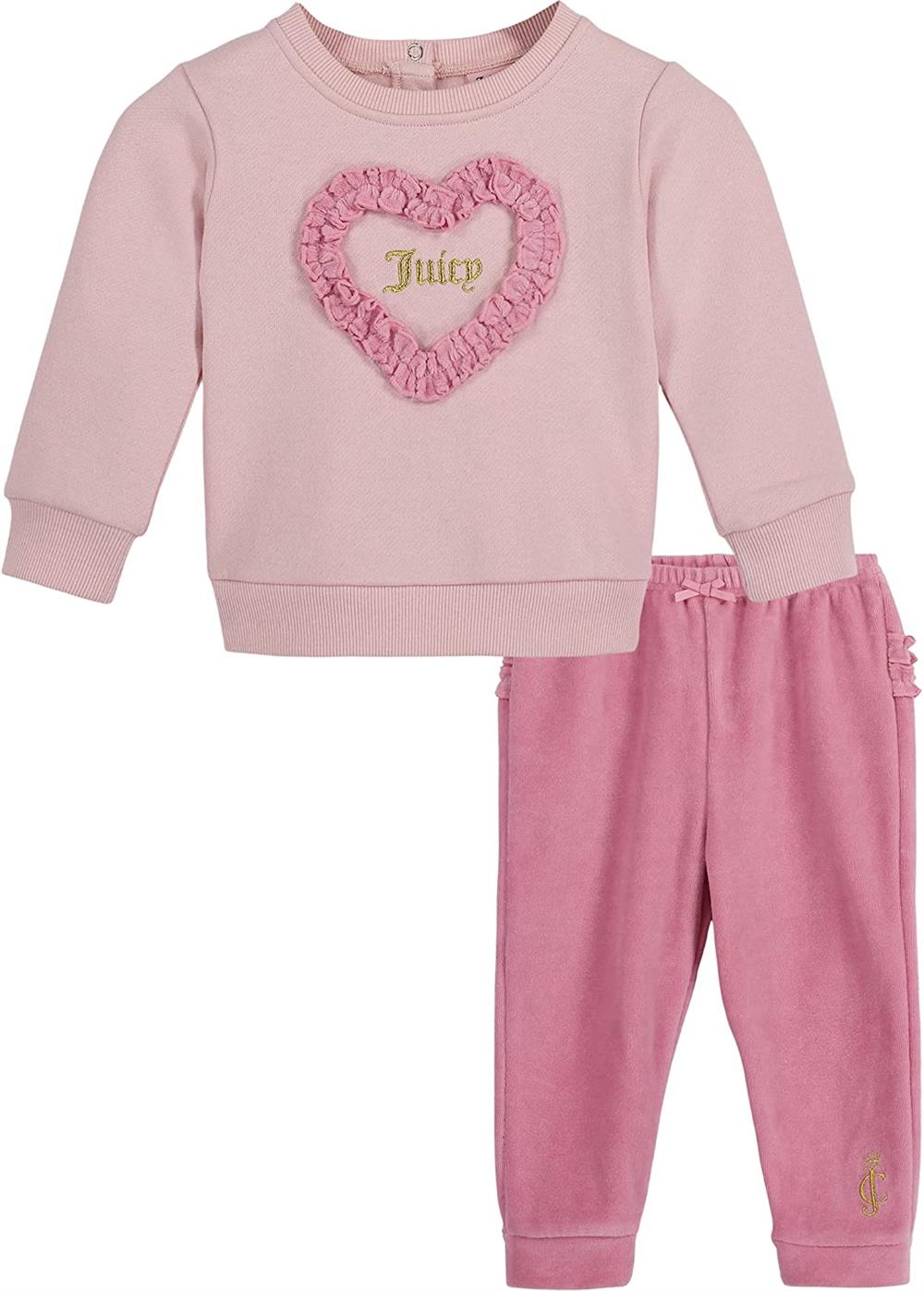 Juicy Couture Girls Heart Ruffle Logo Jog Set