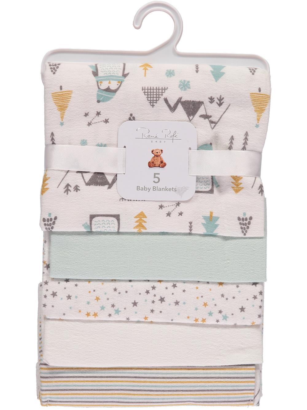 Rene Rofe Baby 5-Pack Flannel Baby Receiving Blanket