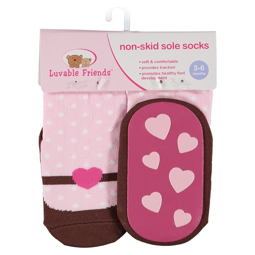 Luvable Friends Girls 3-24 Months Non-Skid Sole Socks