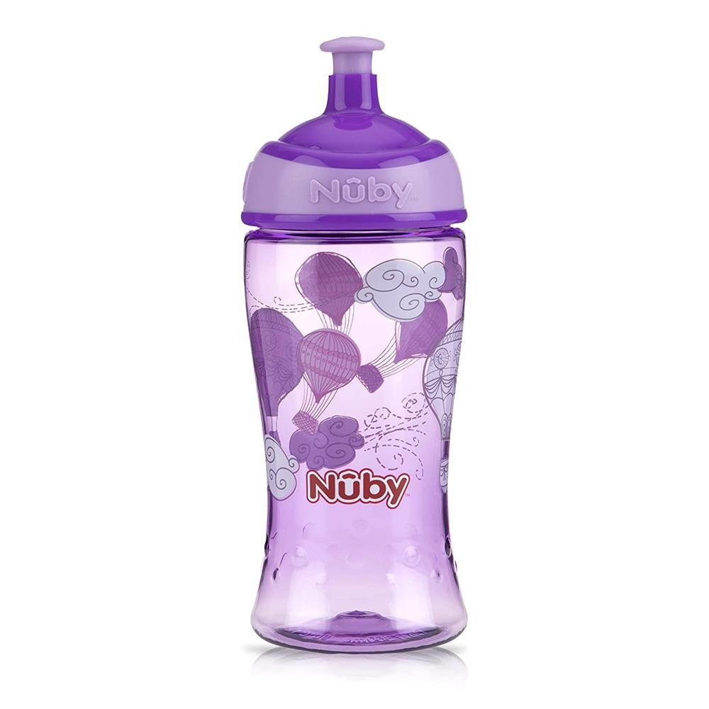 Nuby Kids Pop Up Sipper Water Bottle, Colors May Vary