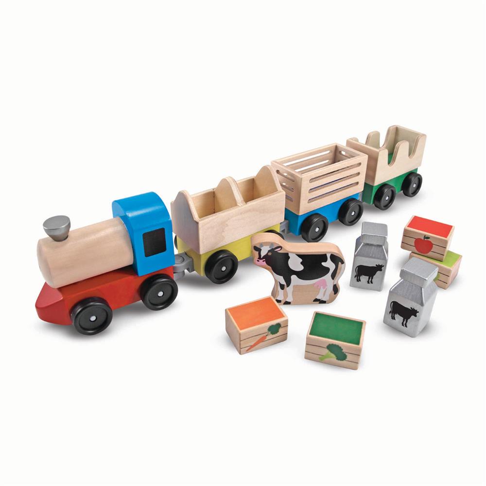 Melissa and Doug Wooden Farm Train Toy Set