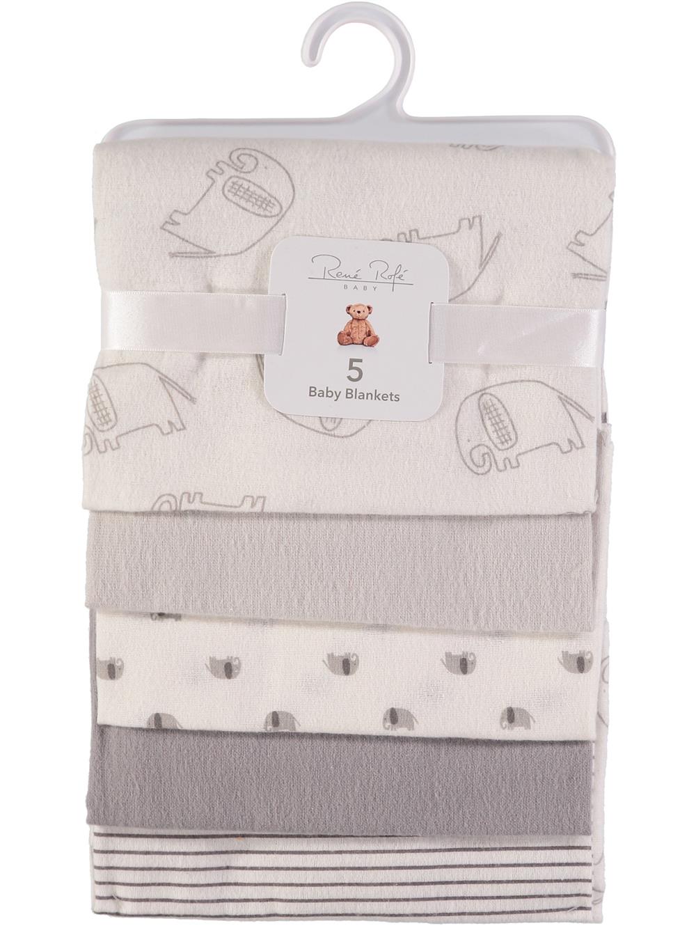 Rene Rofe Baby 5-Pack Flannel Baby Receiving Blanket