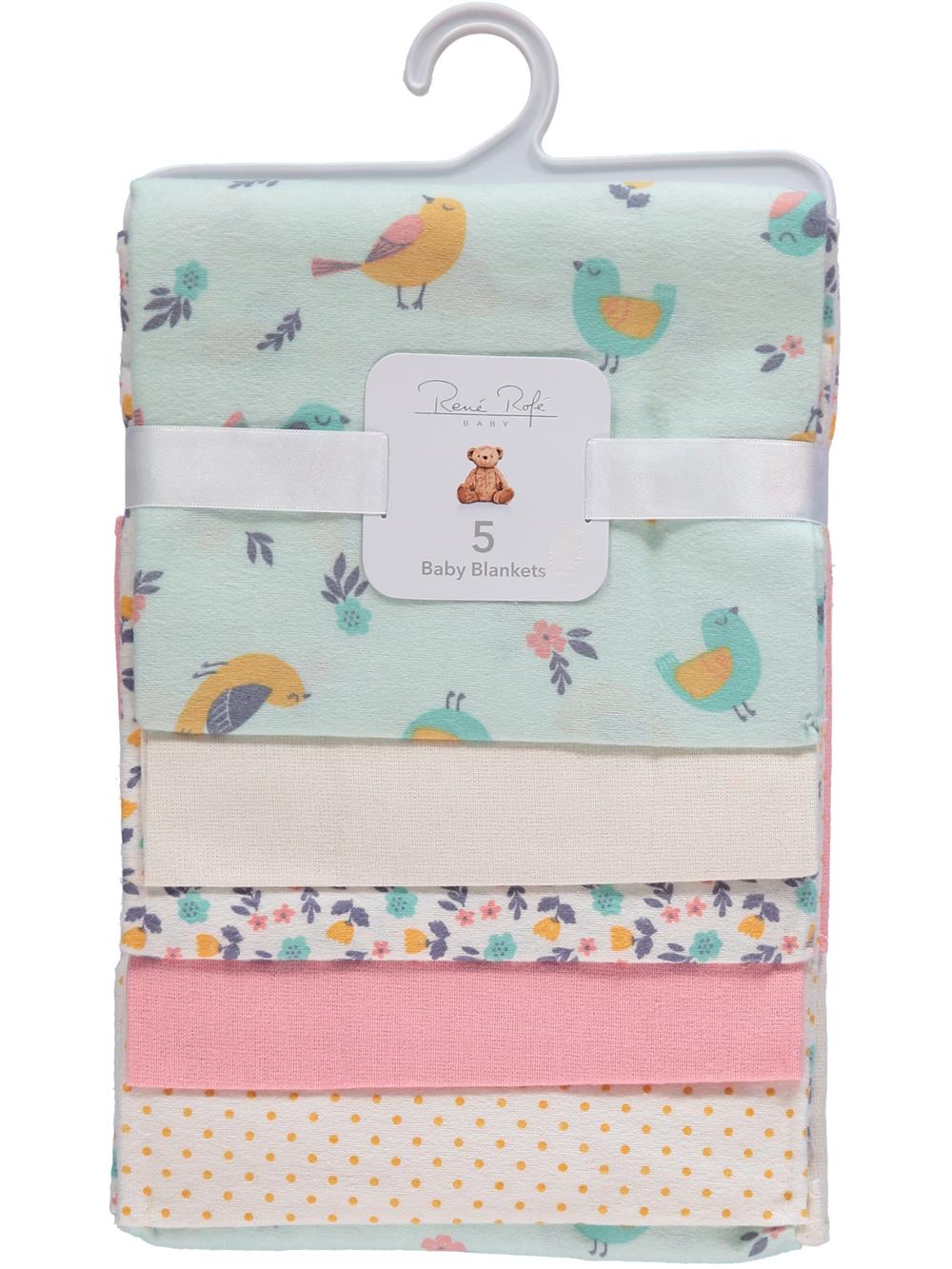 Rene Rofe Baby 5-Pack Flannel Baby Receiving Blanket