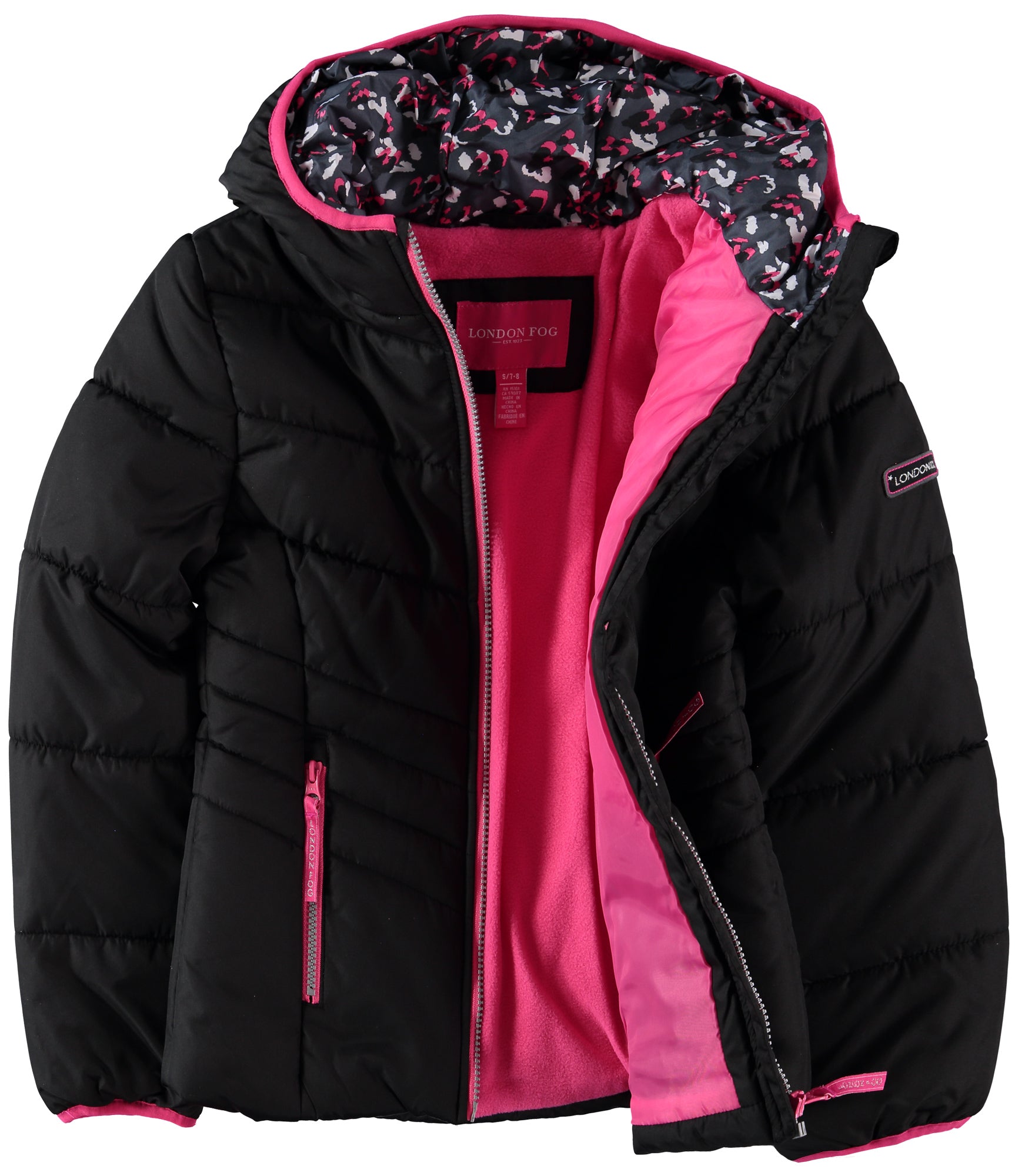 London Fog Girls 7-16 Puffer Bubble Jacket with Mittens